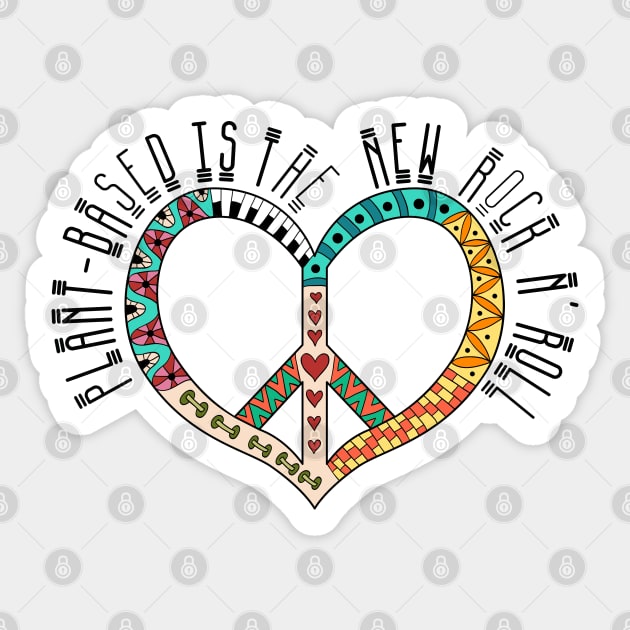 Cool Retro Heart for the Plant-based, Vegetarian or Vegan Sticker by Dibble Dabble Designs